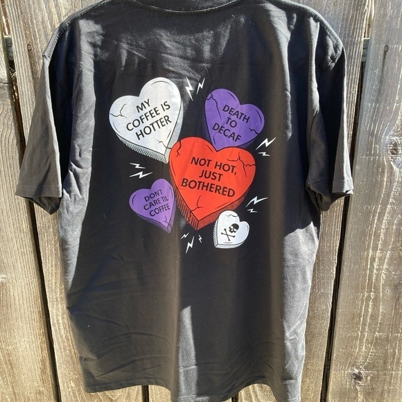 Men's Death Wish Coffee T-Shirt Black Pocket Sweetheart L Ringspun Cotton Crew - Picture 1 of 13